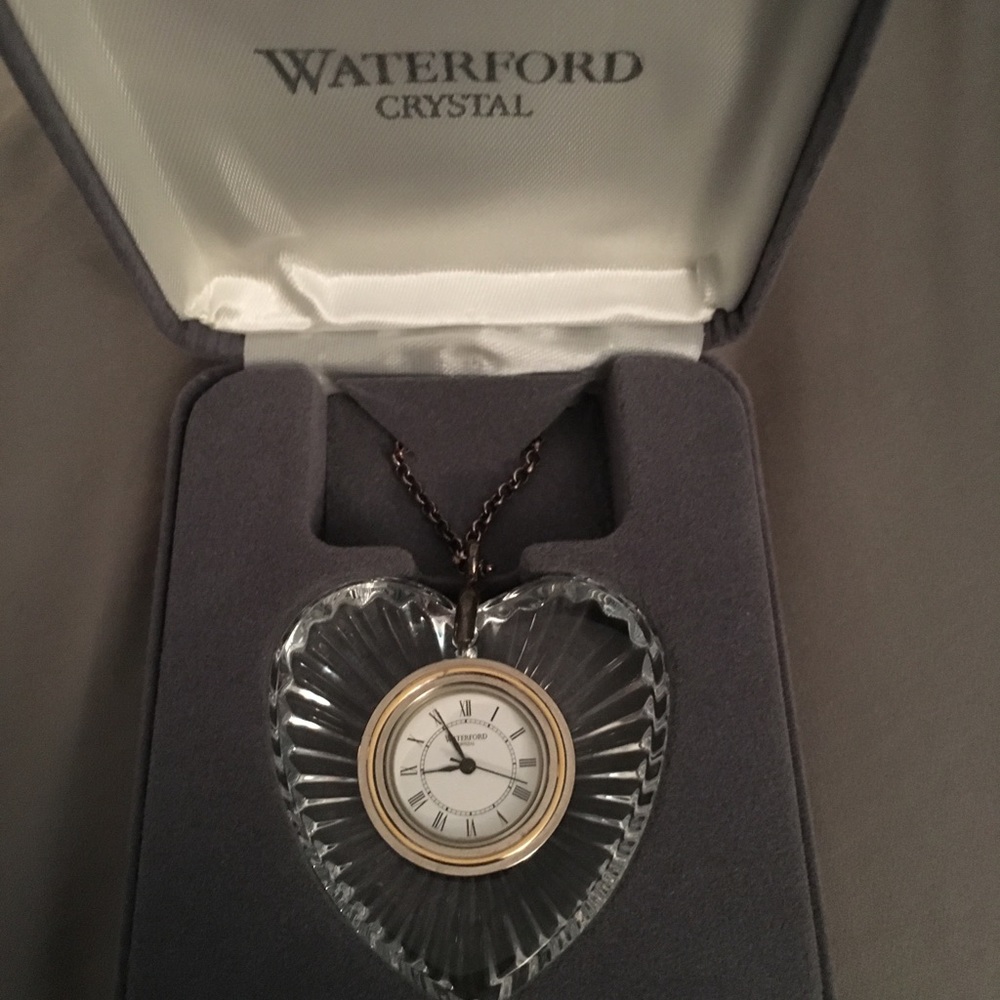 Waterford Crystal Heart Clock Pendant Necklace